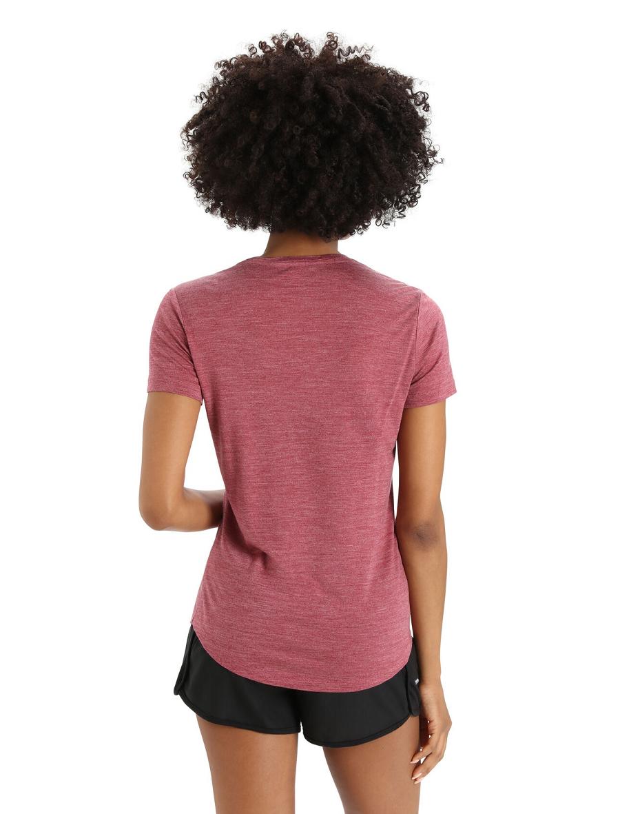 Cherry Heather Women's Icebreaker Merino Sphere II Short Sleeve Scoop T Shirts | USA 1585JPQJ